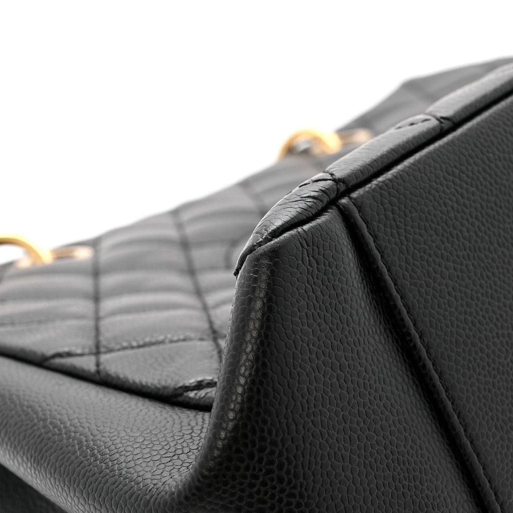 Caviar Quilted Grand Shopping Tote GST Black