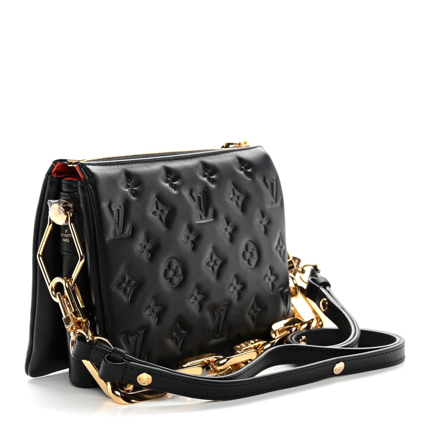 Lambskin Embossed Monogram Coussin BB Black