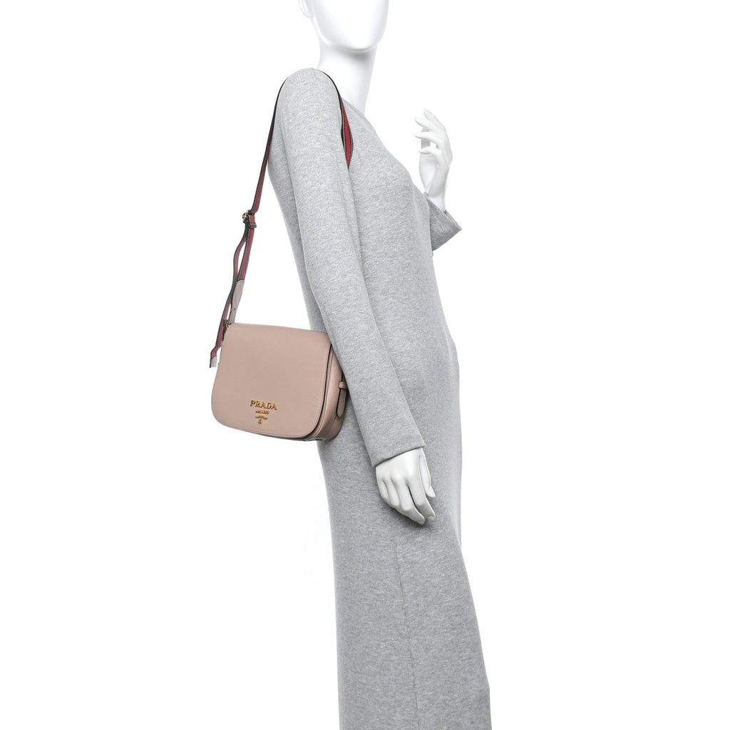 Saffiano Flap Crossbody Cipria