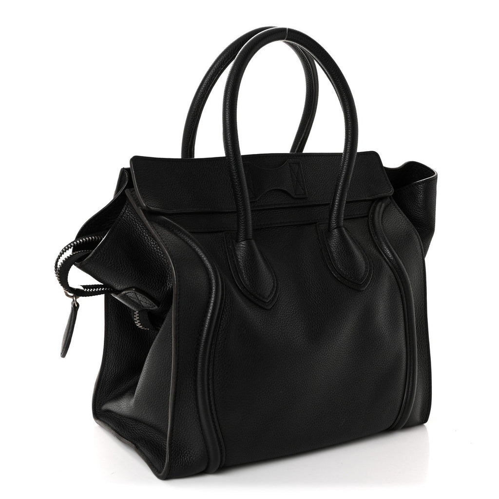 Drummed Calfskin Mini Luggage Black