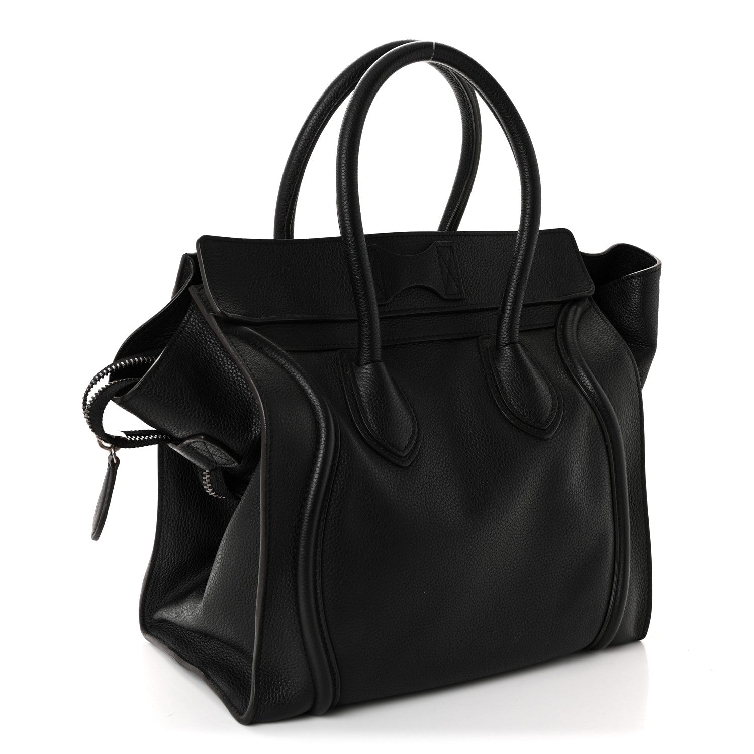 Drummed Calfskin Mini Luggage Black