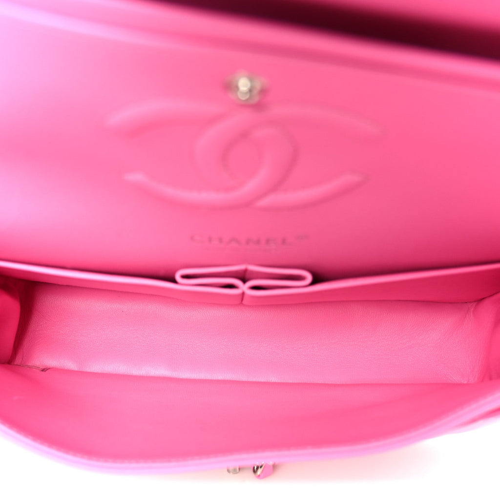 Lambskin Quilted Medium Double Flap Pink