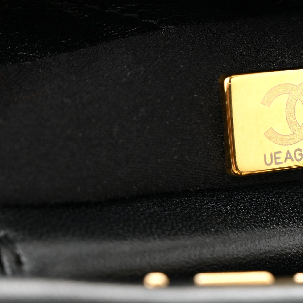 Lambskin Resin Quilted Small Bucket Bag Black