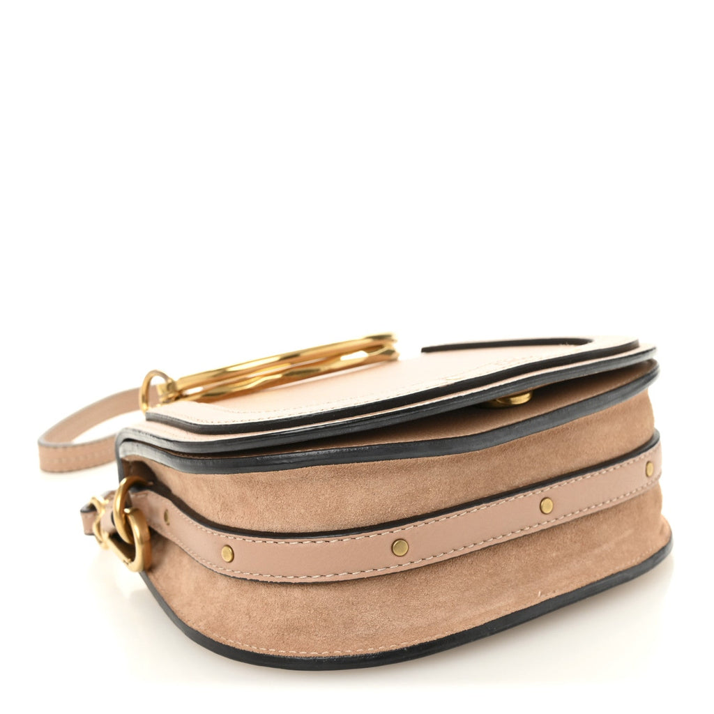 Calfskin Suede Small Nile Bracelet Bag Biscotti Beige