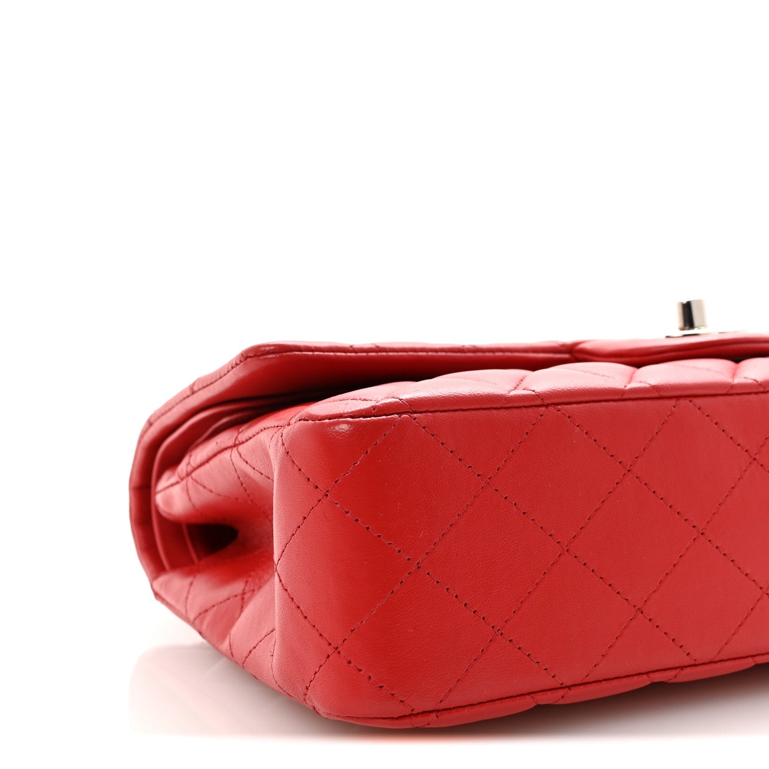 Lambskin Quilted Medium Double Flap Red