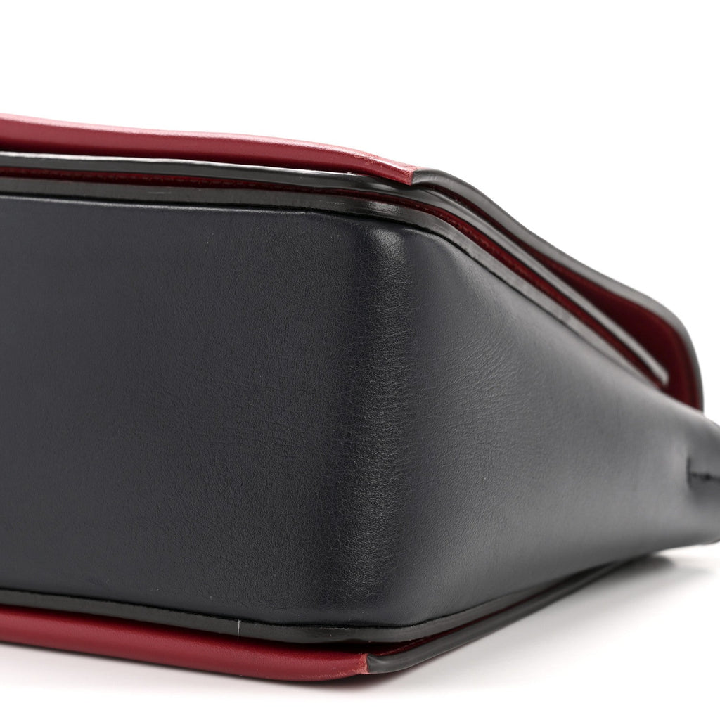 Shiny Smooth Calfskin Medium Frame Shoulder Bag Red Navy