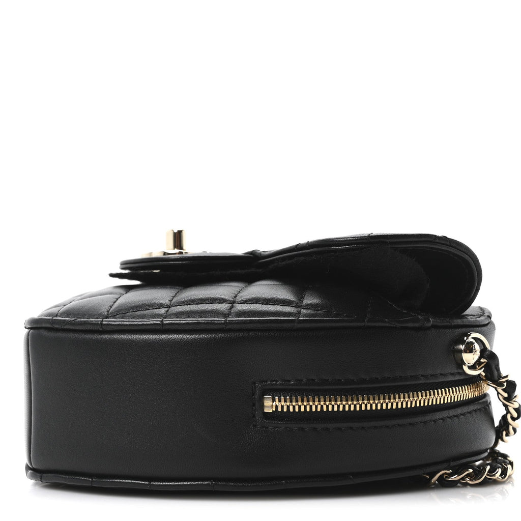 Lambskin Quilted CC In Love Heart Bag Black