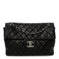 Washed Lambskin Quilted Maxi Single Flap Black