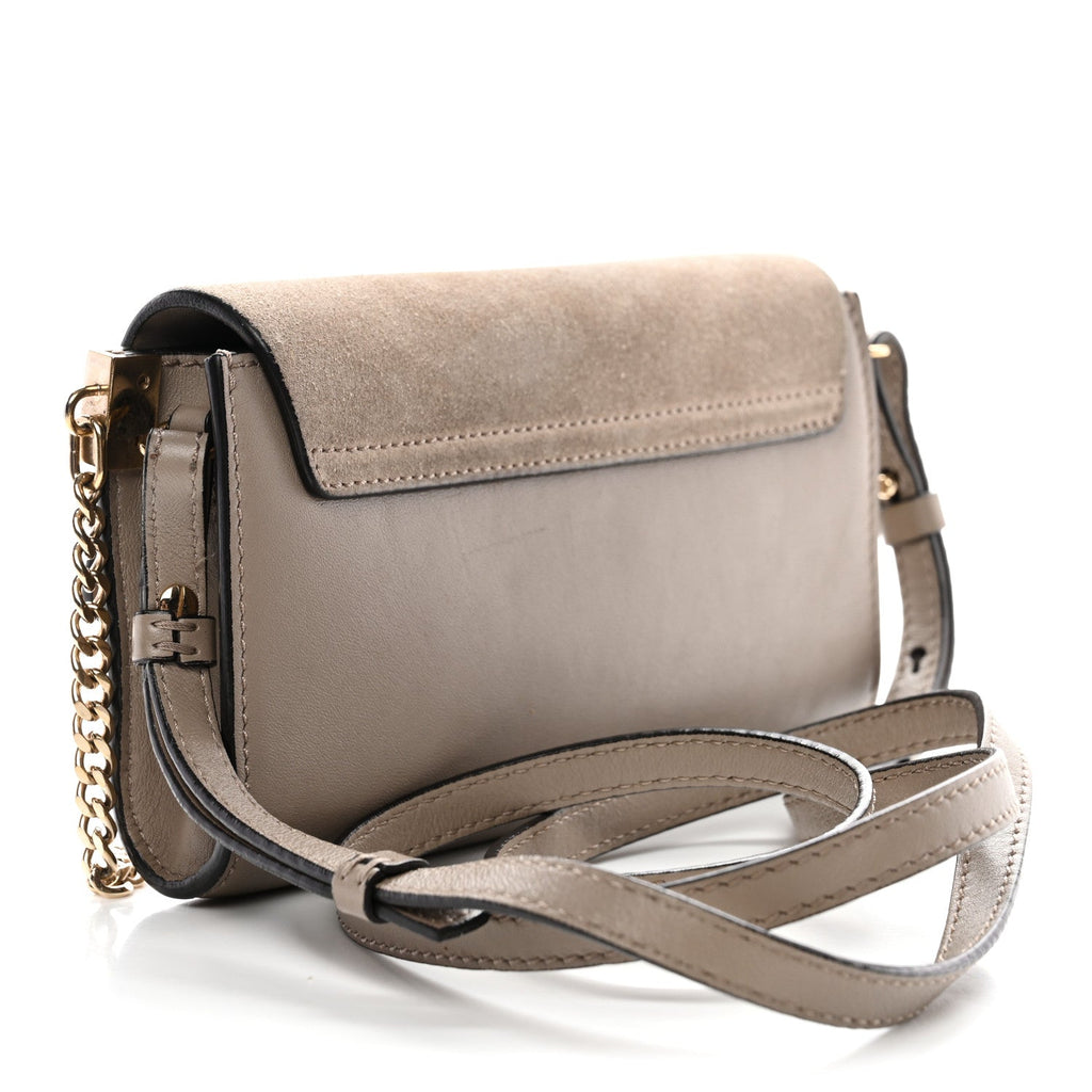 Suede Calfskin Mini Faye Shoulder Bag Motty Grey