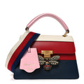 Calfskin Sylvie Web Small Queen Margaret Top Handle Bag Blue Agata Hibiscus Red Mystic White Sugar Pink