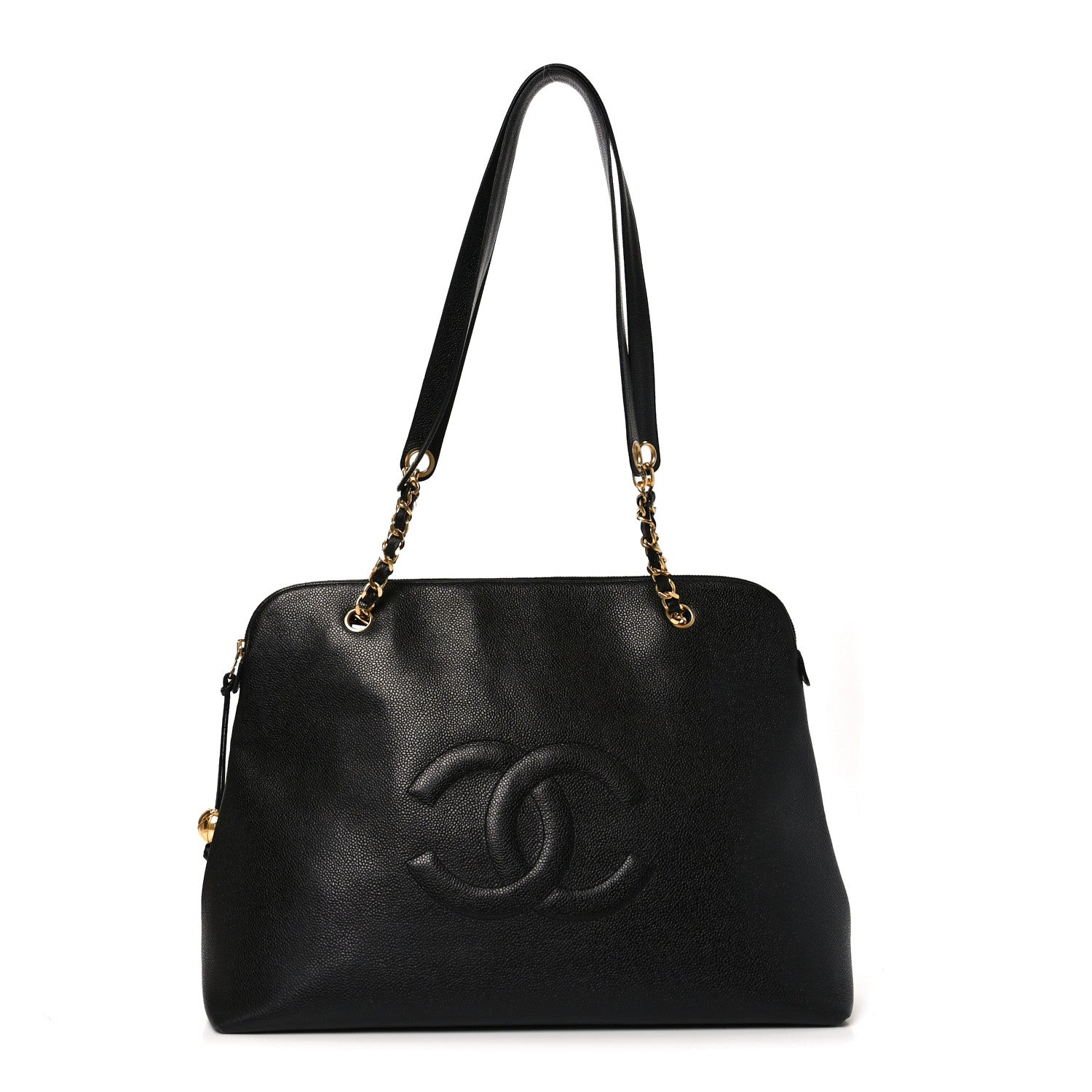 Caviar Large CC Shoulder Bag Black