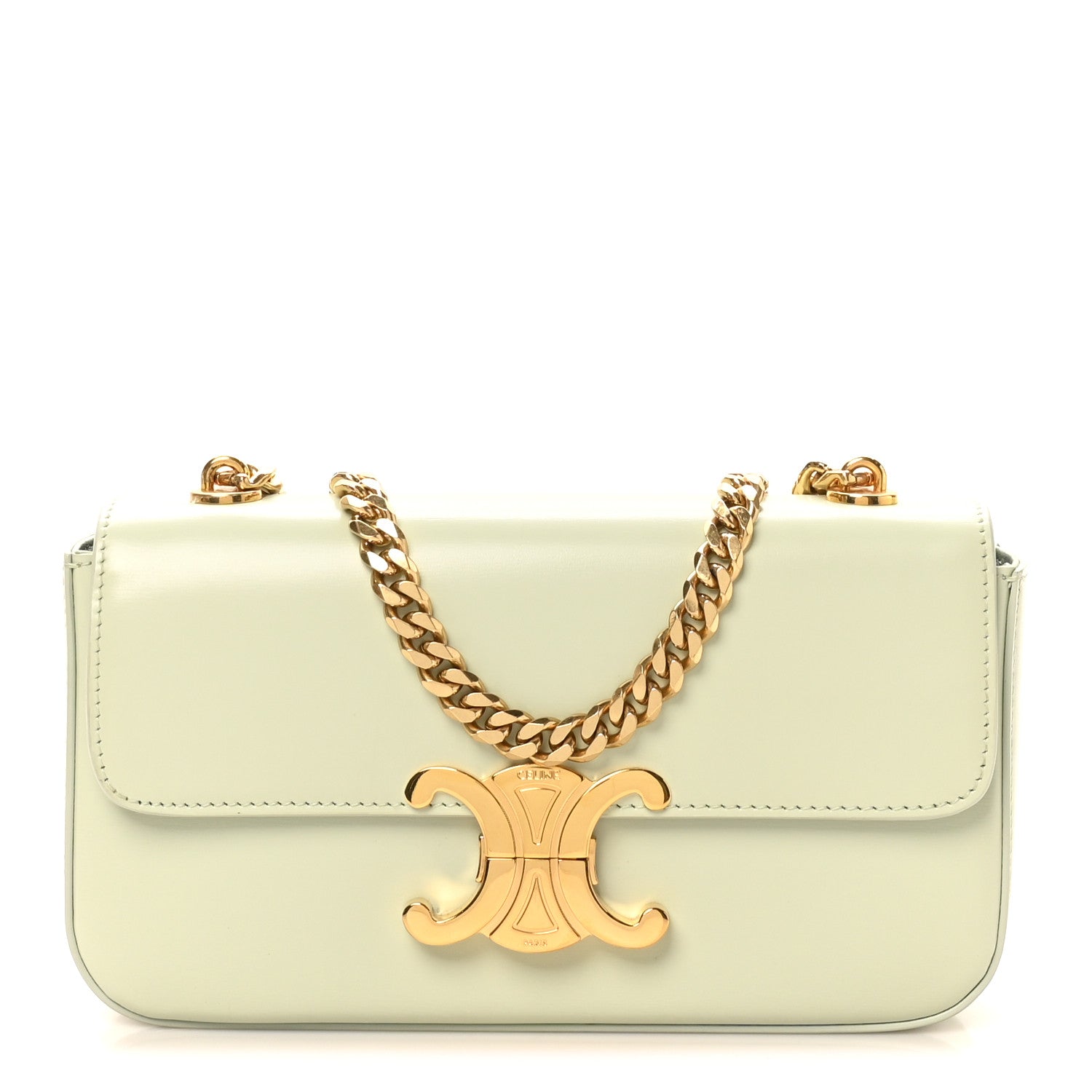 Shiny Calfskin Triomphe Chain Shoulder Bag Jade