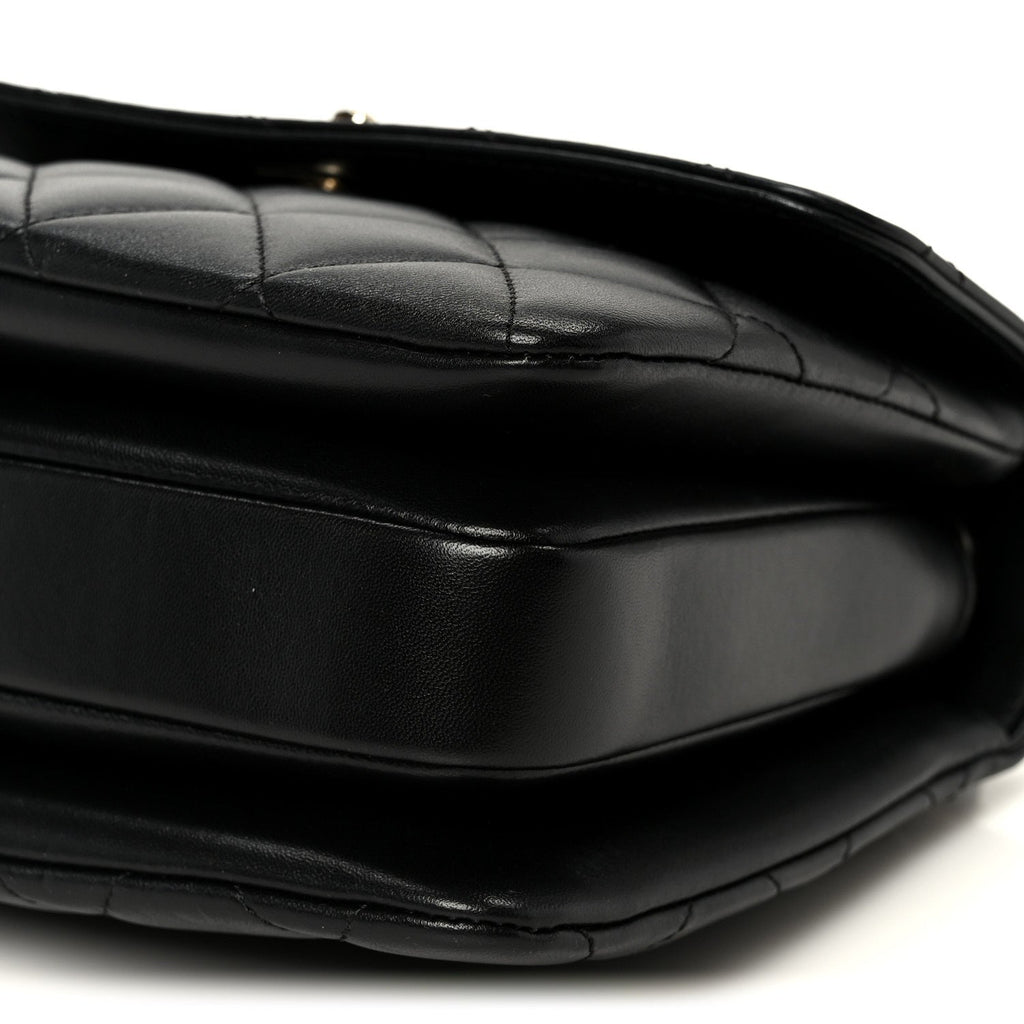 Lambskin Quilted Small Trendy CC Dual Handle Flap Bag Black