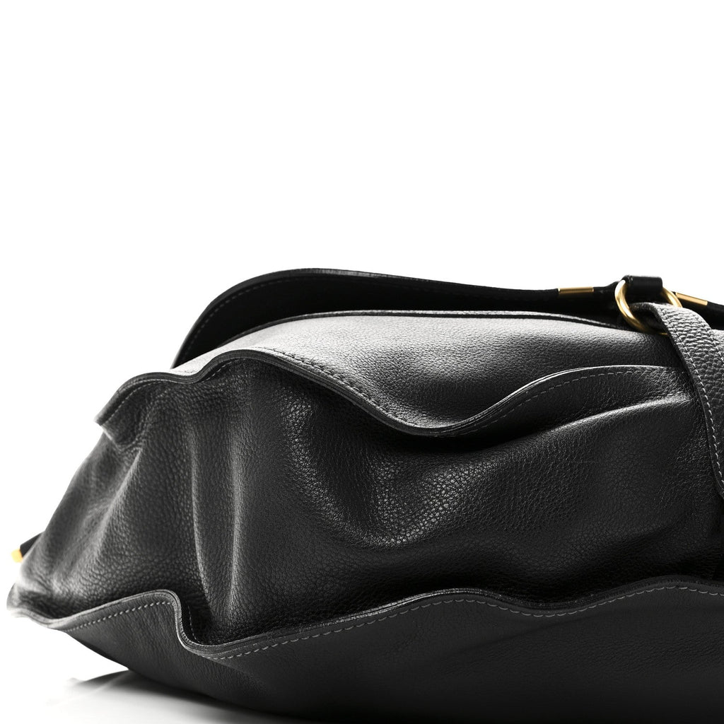 Calfskin Large Marcie Satchel Black