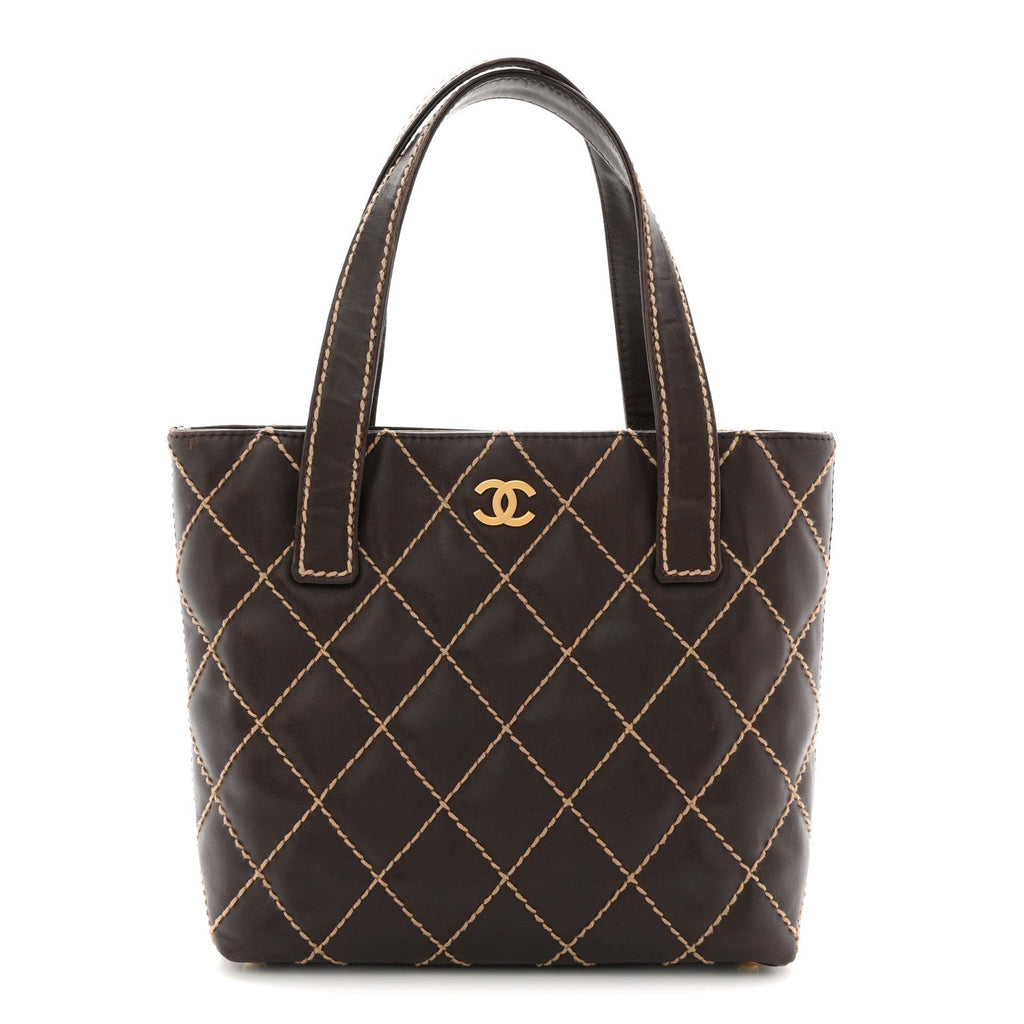 Calfskin Wild Stitch Tote Brown