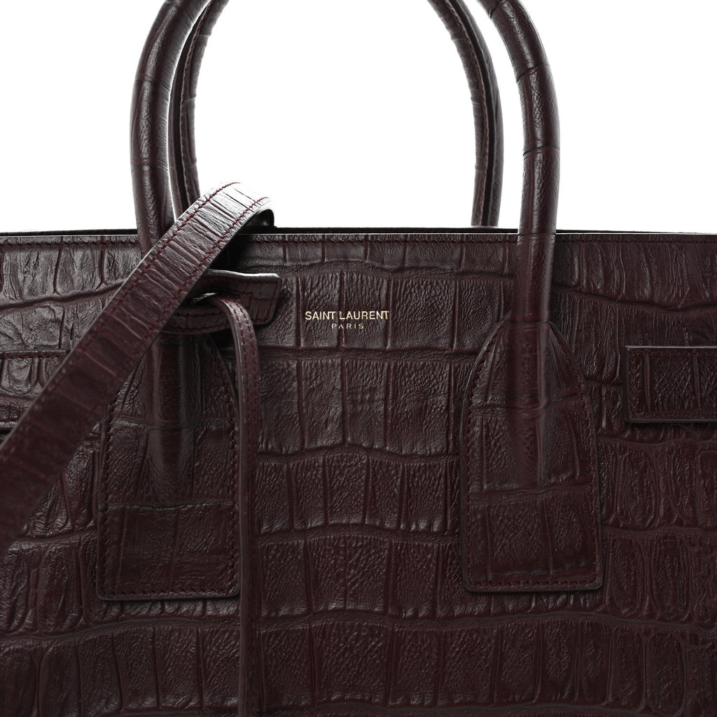 Calfskin Crocodile Embossed Small Sac De Jour Amarena