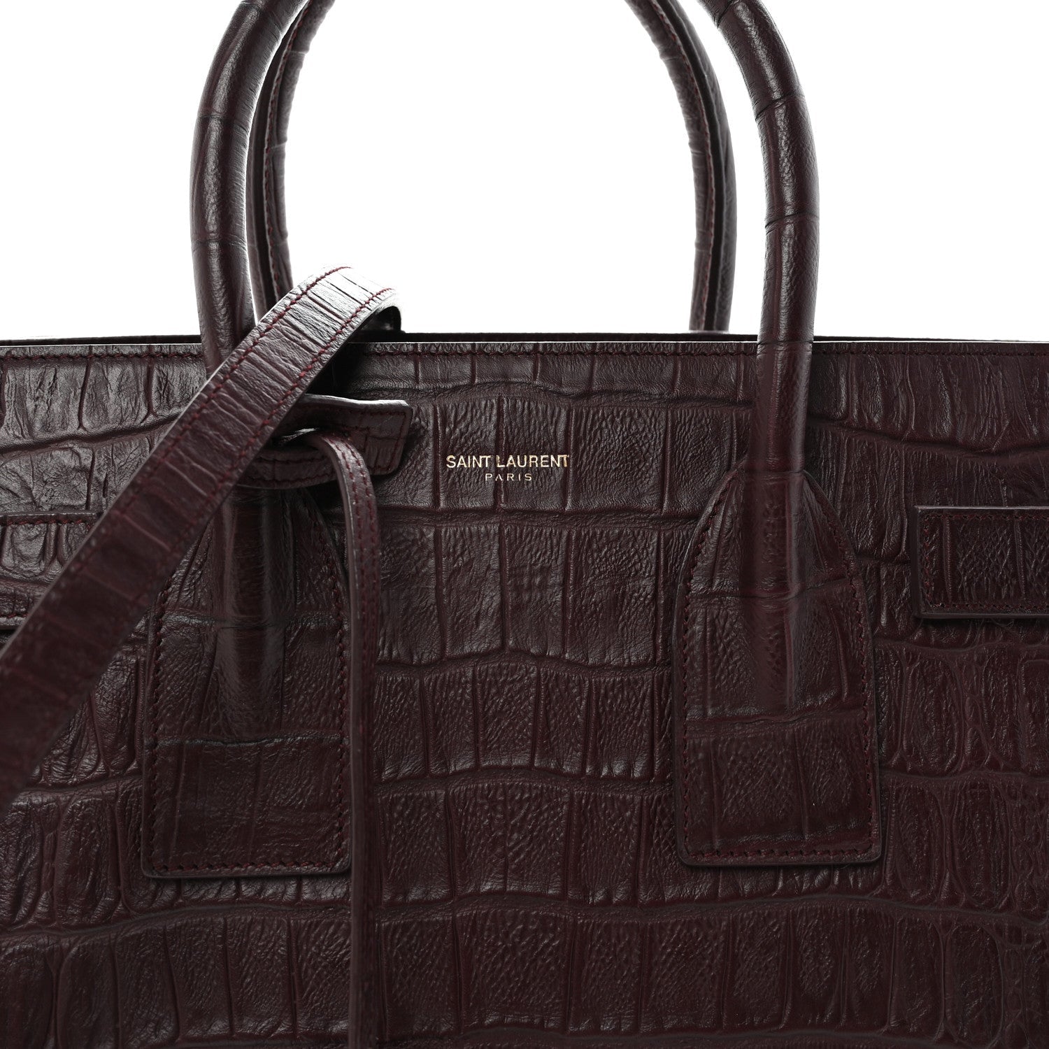 Calfskin Crocodile Embossed Small Sac De Jour Amarena