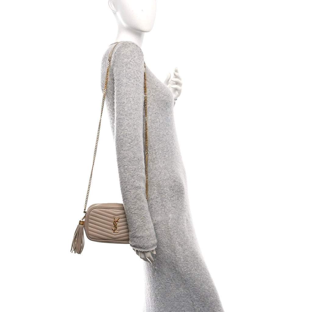 Grain De Poudre Matelasse Monogram Mini Lou Camera Bag Dark Beige
