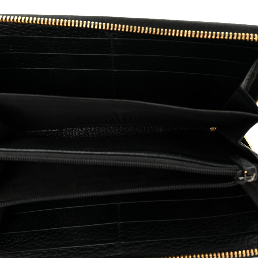 Dollar Calfskin GG Supreme Monogram GG Marmont Zip Around Wallet Black Beige Ebony