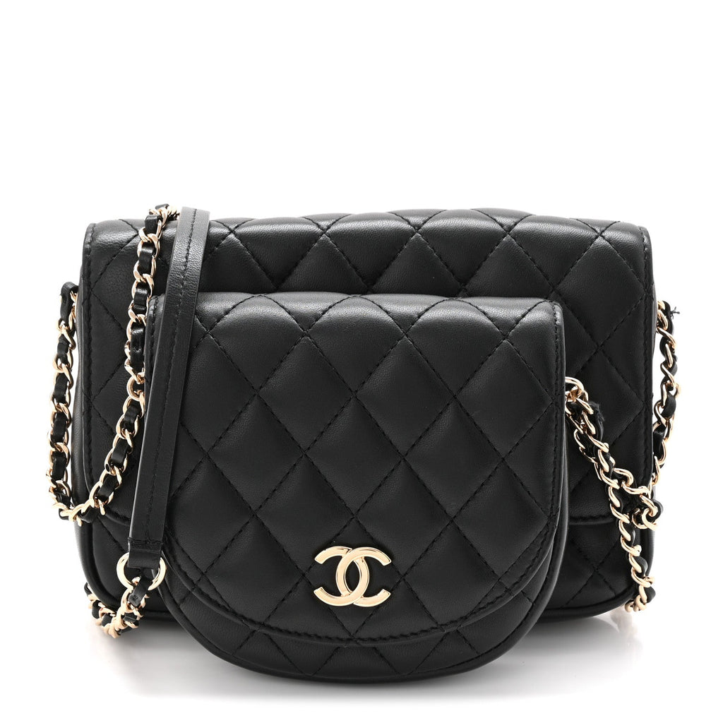 Lambskin Quilted Side Packs Black
