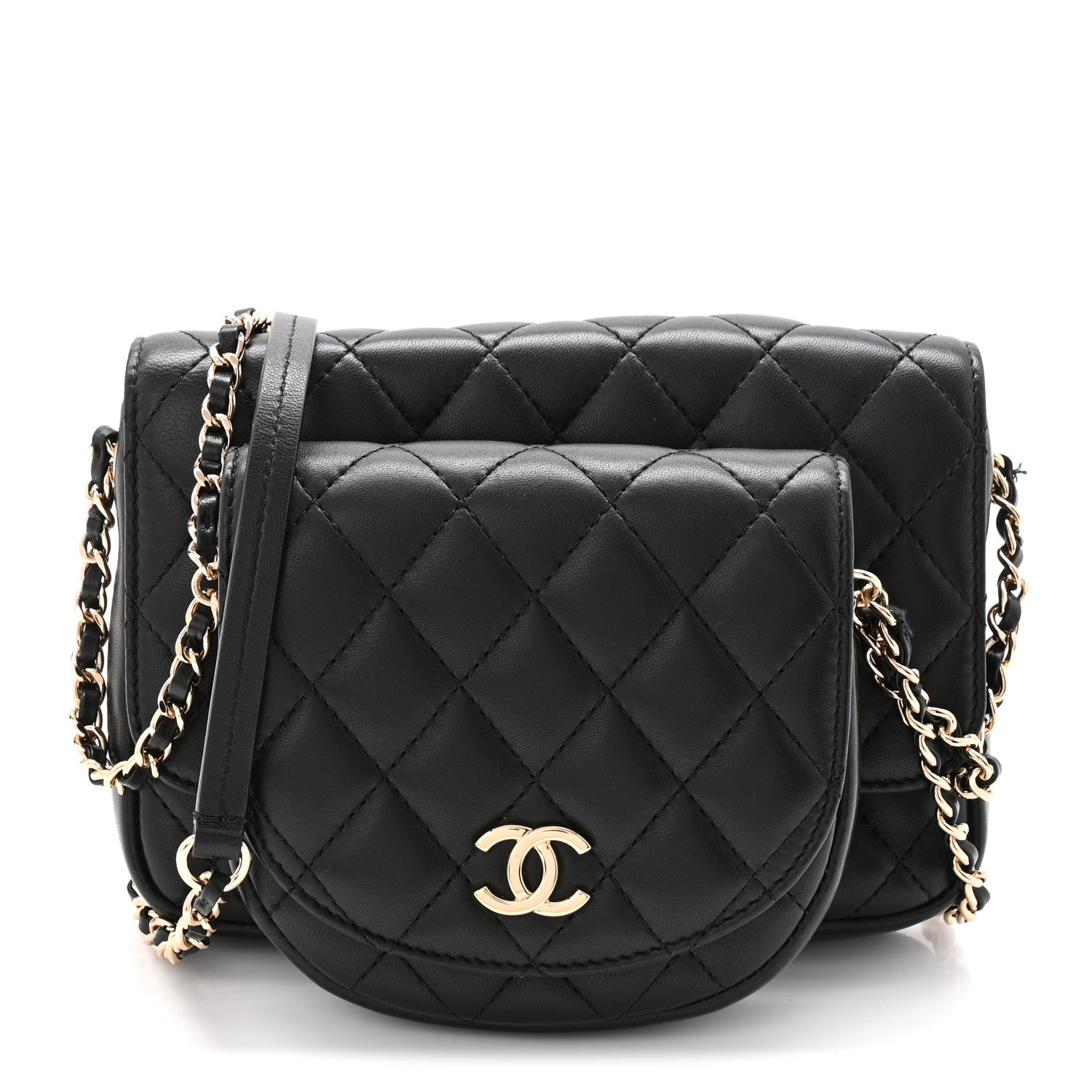 Lambskin Quilted Side Packs Black