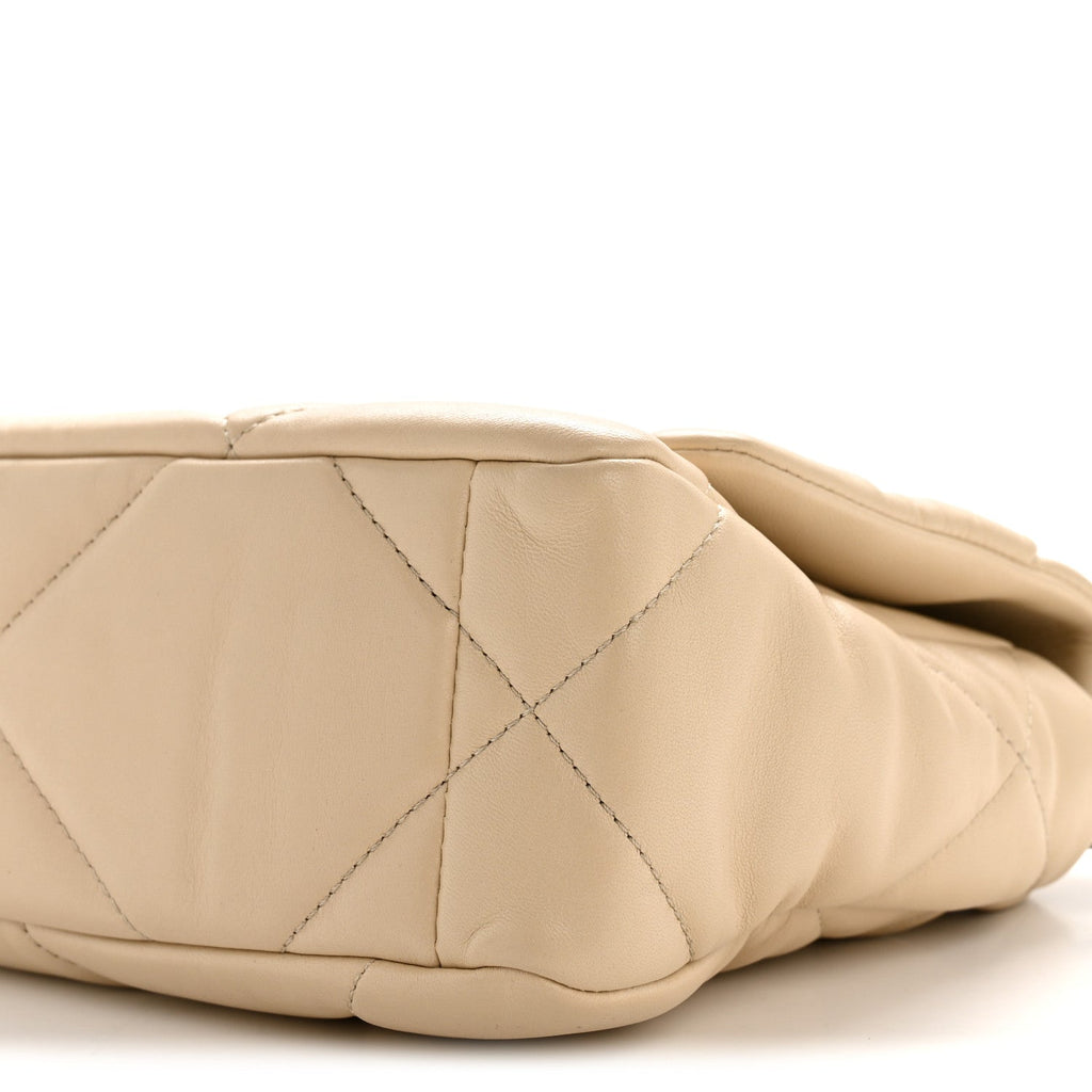 Lambskin Quilted Medium Chanel 19 Flap Beige