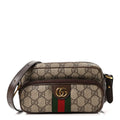 GG Supreme Monogram Textured Dollar Calfskin Web Mini Ophidia Convertible Shoulder Bag Beige Ebony New Acero