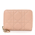 Lambskin Cannage Small Lady Dior Voyageur Coin Purse Rose Des Vents