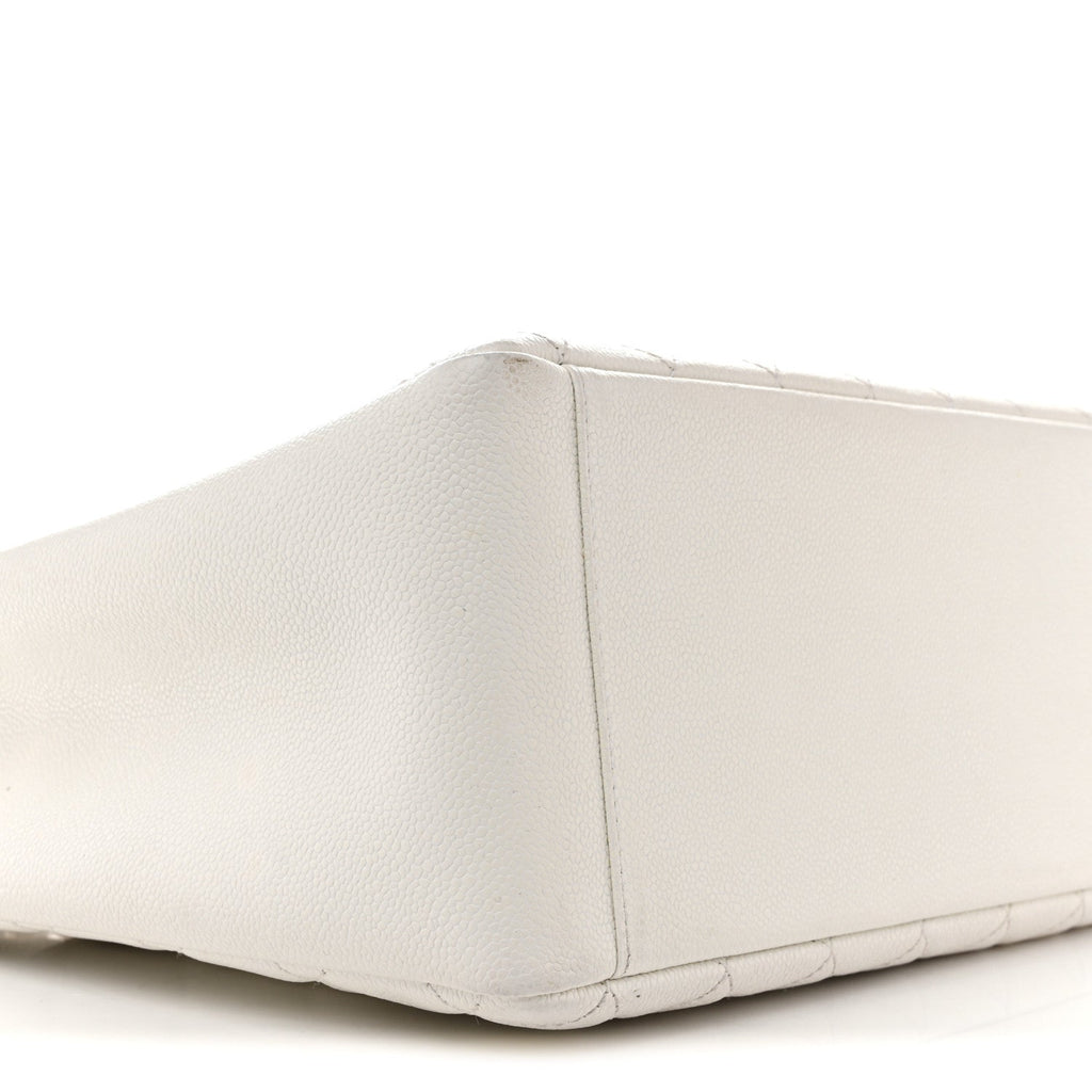 Caviar Quilted Grand Shopping Tote GST White