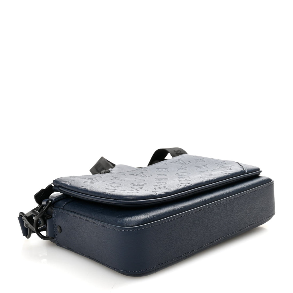 Calfskin Monogram Shadow Trio Messenger Navy