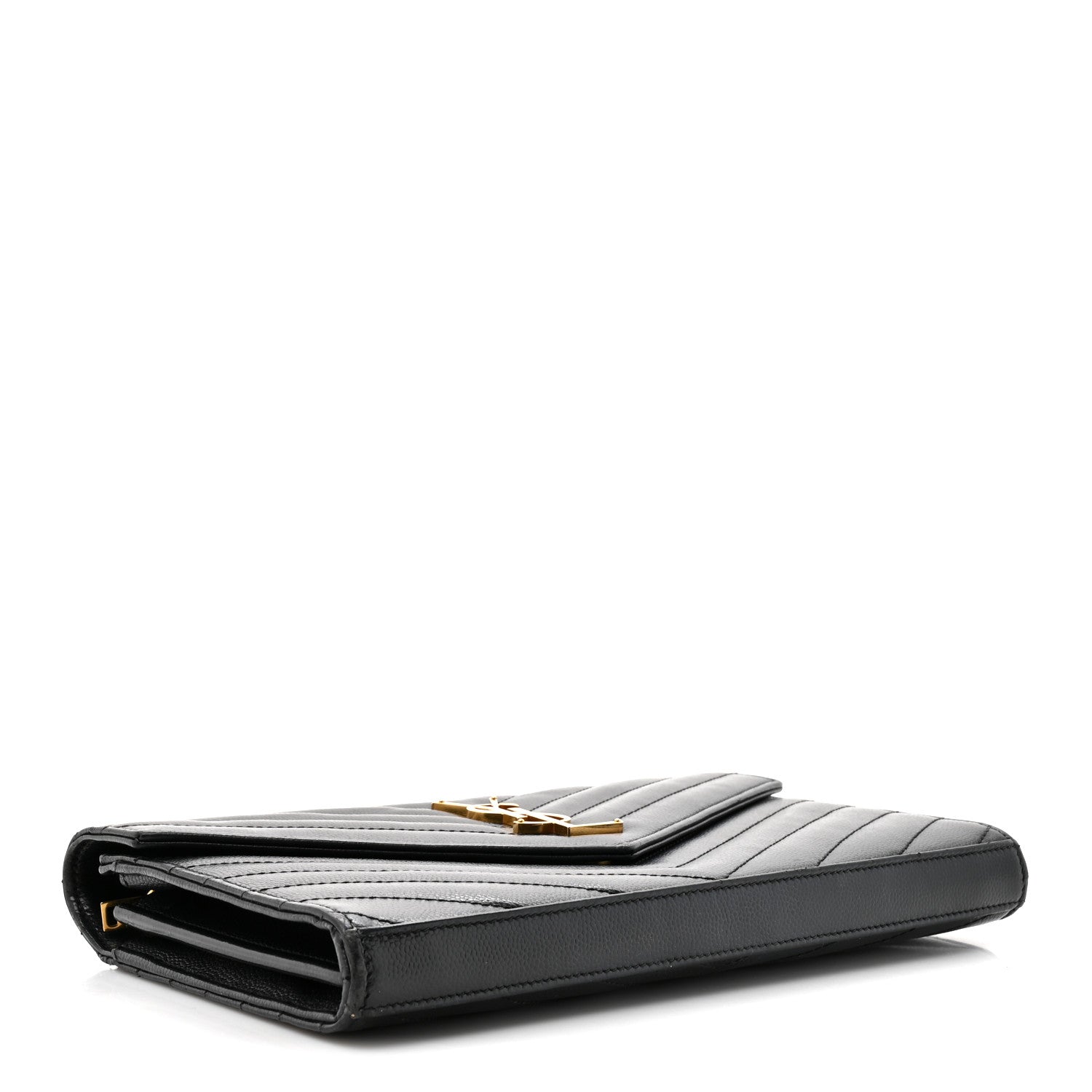 Grain De Poudre Matelasse Chevron Monogram Chain Wallet Black