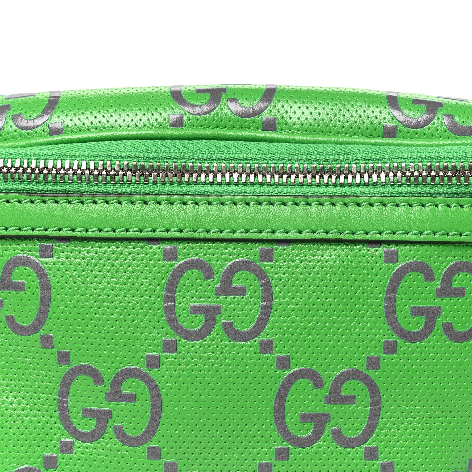 Calfskin GG Tennis Bi-Color Embossed Belt Bag Joy Green Joy Blue