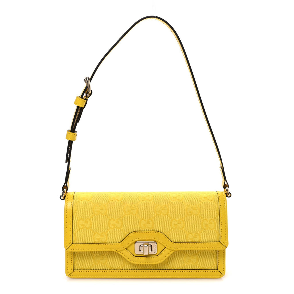 GG Monogram Scratch Lux Calfskin Mini Luce Shoulder Bag Yellow