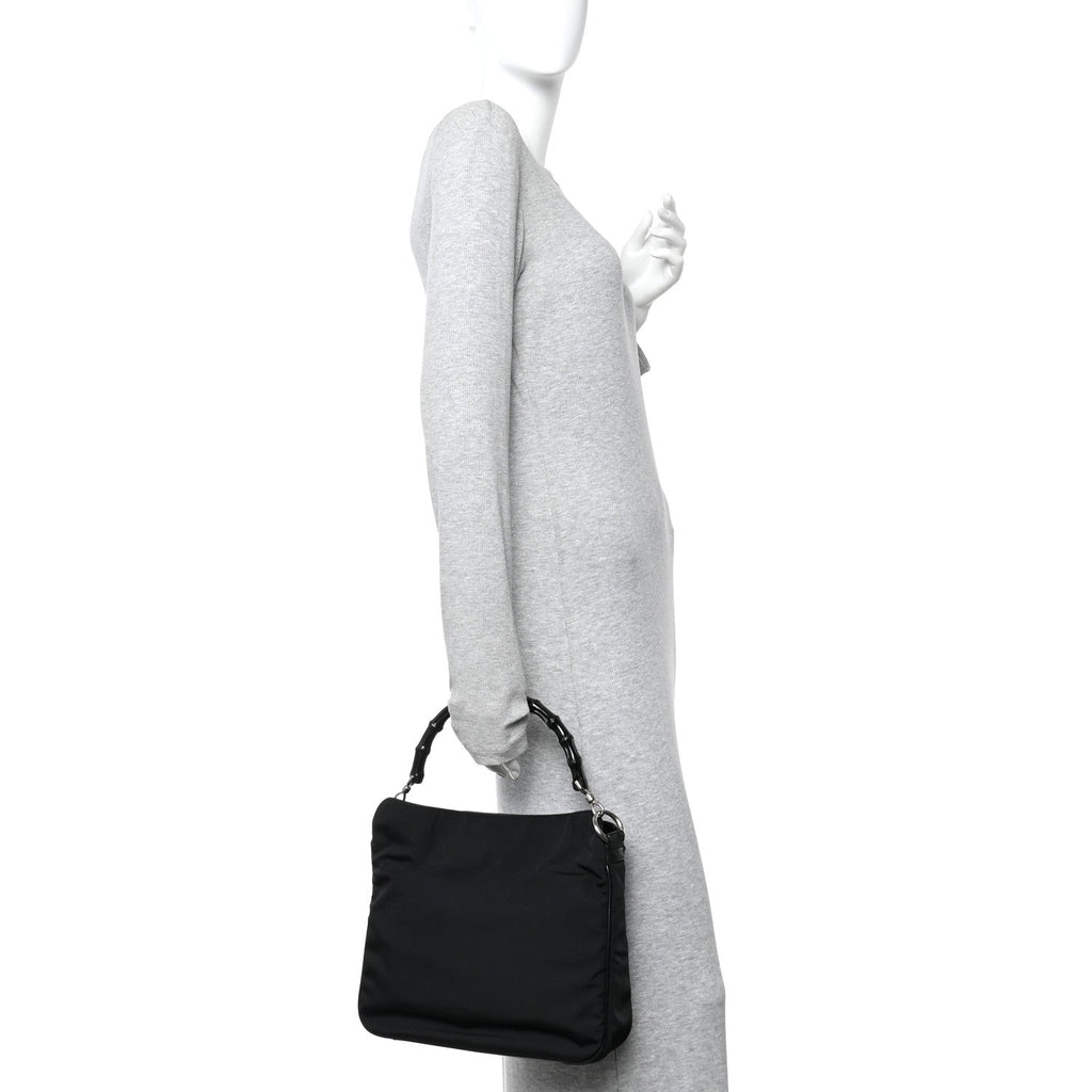 Nylon Bamboo Hobo Black