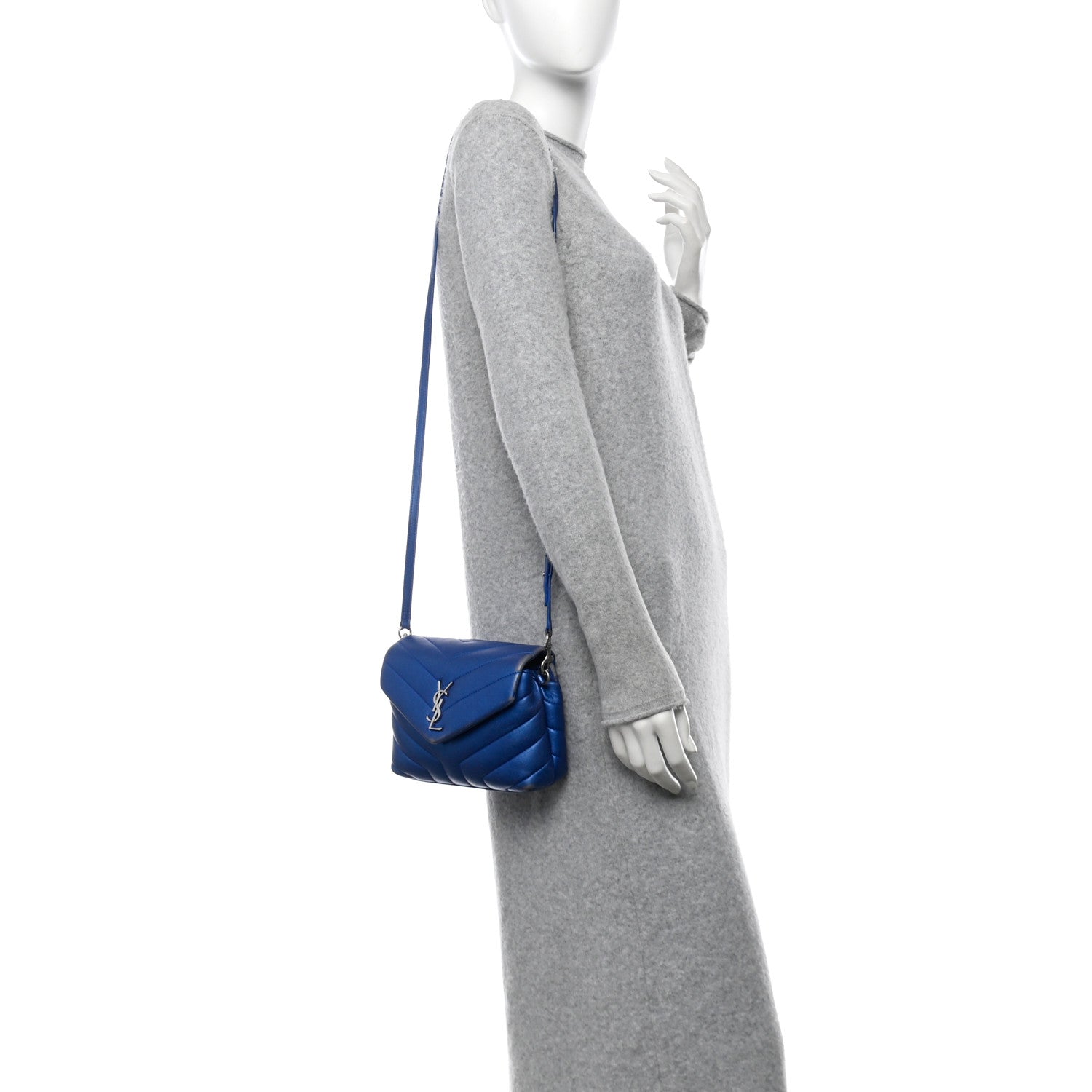 Metallic Calfskin Y Quilted Monogram Toy Loulou Crossbody Bag Blue Royal