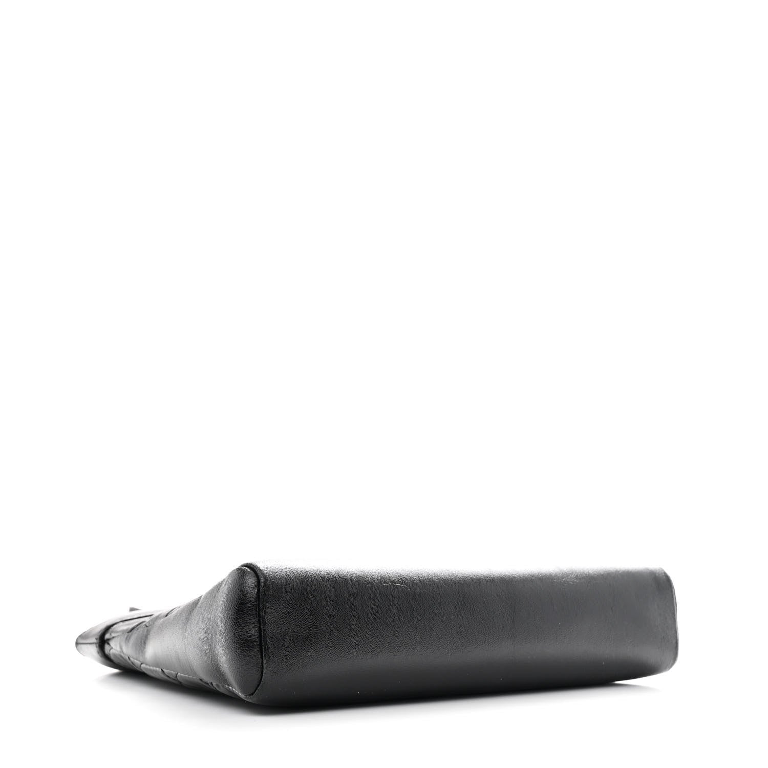 Shiny Crumpled Calfskin Quilted Mini 31 Shopping Bag Black