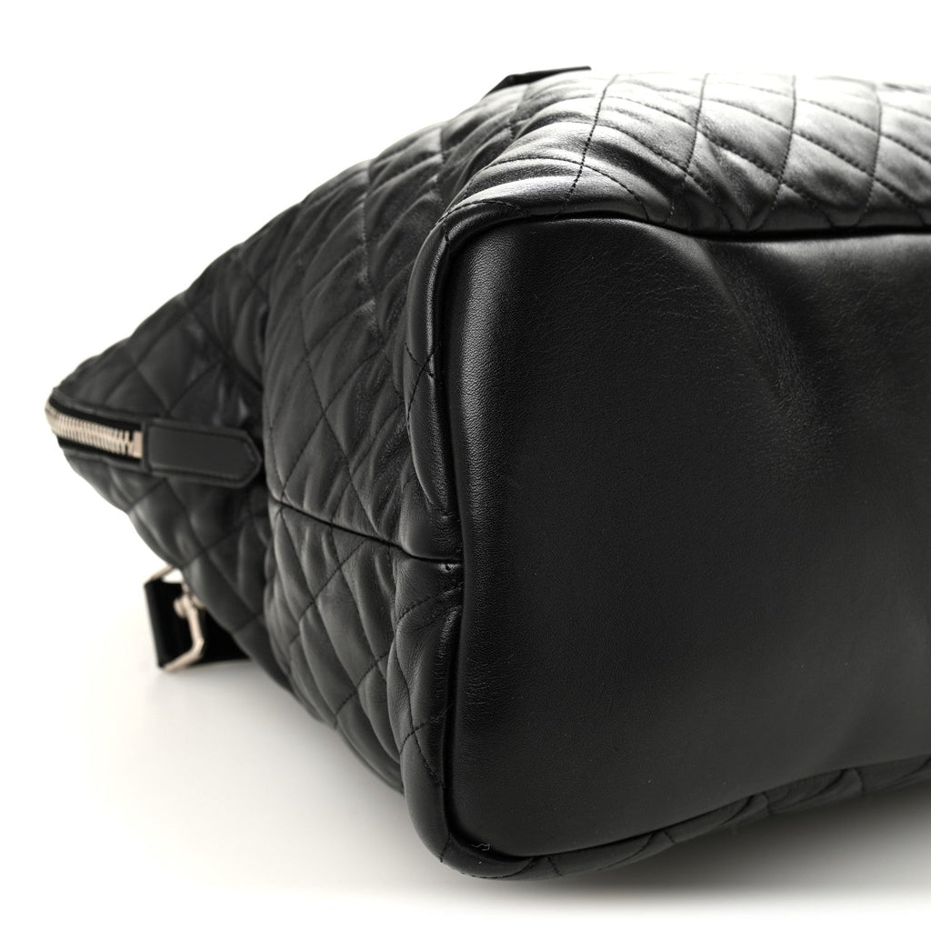 Calfskin Quilted ES Giant Travel Bag Black