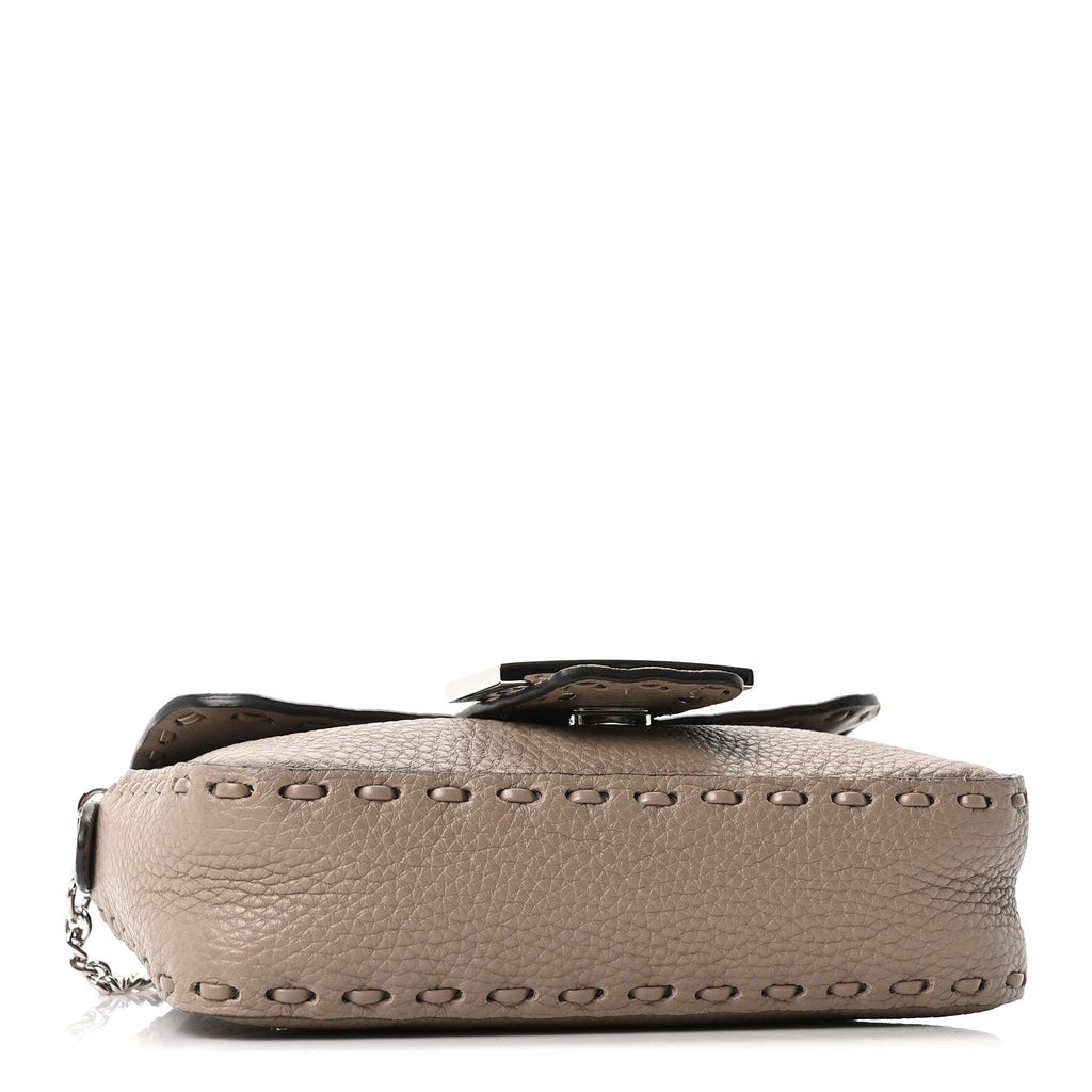 Cuoio Roma Sellerissima Nappa Sintetica Tape Stitch Mini Baguette Argento
