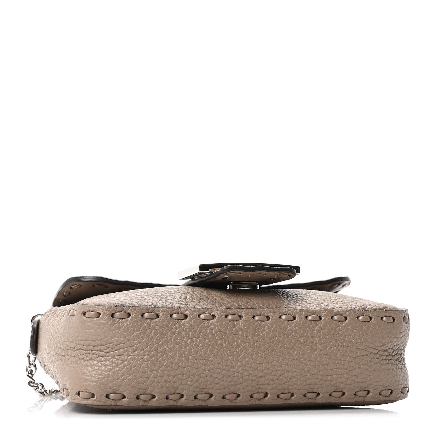 Cuoio Roma Sellerissima Nappa Sintetica Tape Stitch Mini Baguette Argento