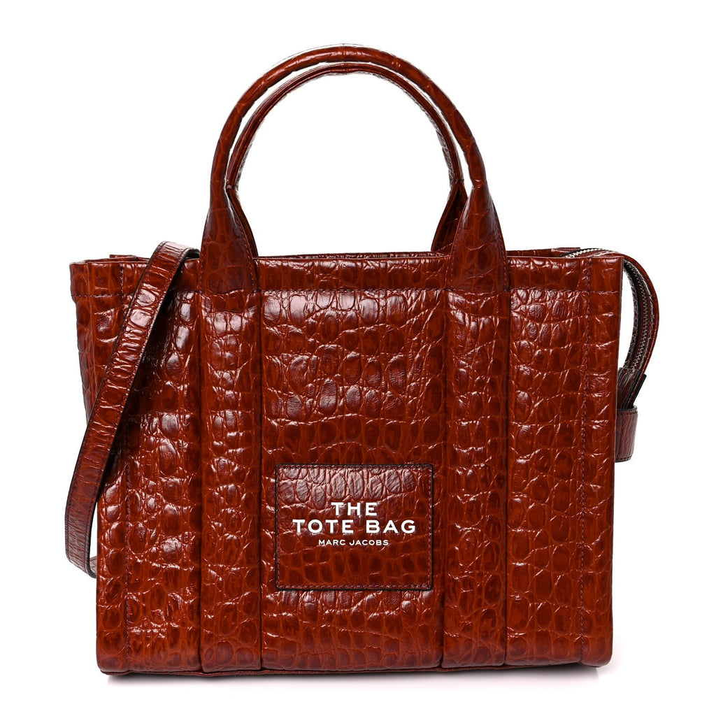 Croc Embossed Small The Tote Bag Spice Brown