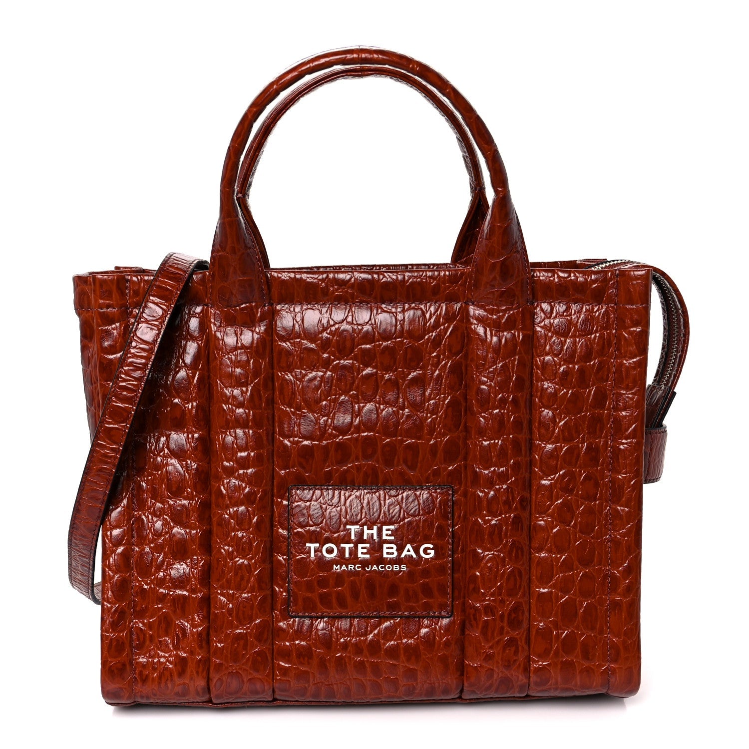 Croc Embossed Small The Tote Bag Spice Brown