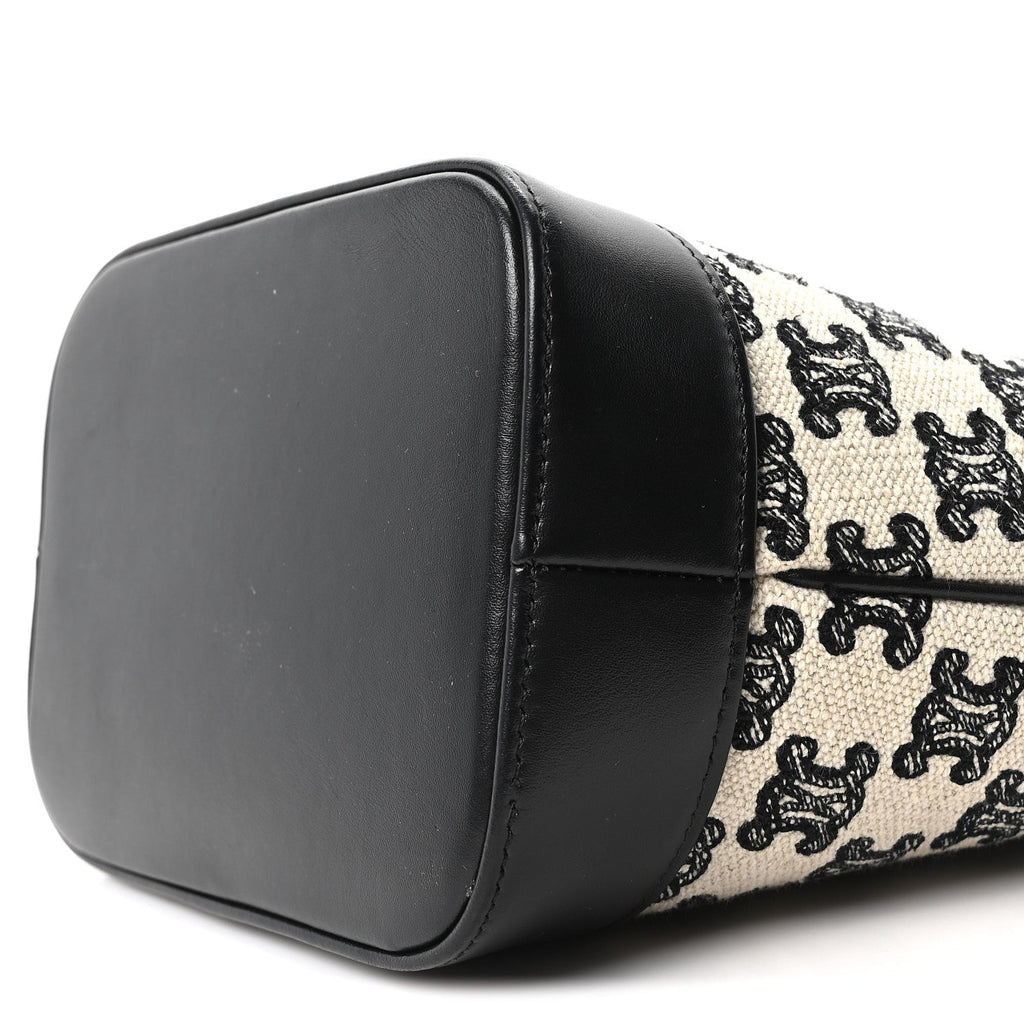 Canvas Calfskin Triomphe Embroidered Small Bucket Bag