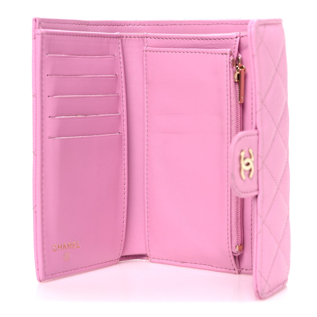 Caviar Quilted Medium Flap Wallet Pink