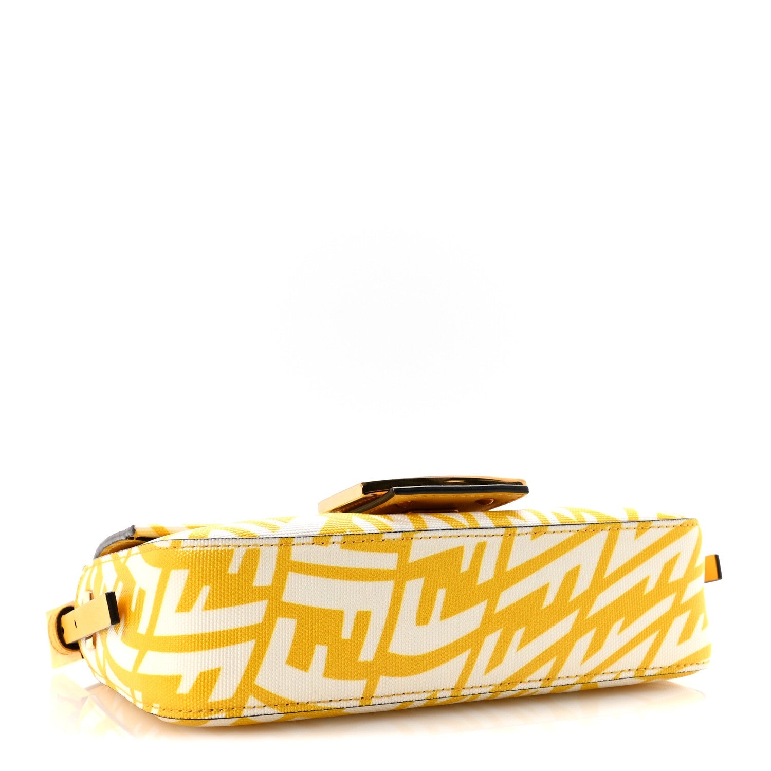 X SARAH COLEMAN Glazed Canvas Vitello King FF Vertigo Mini Baguette 1997 Mimosa White