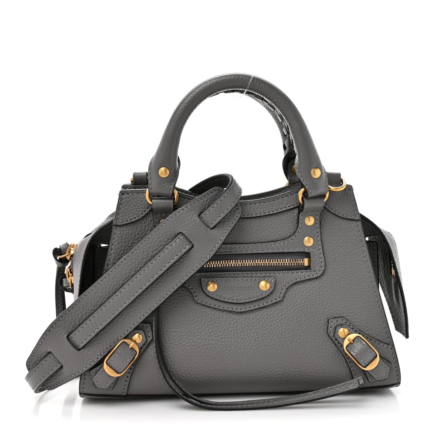 Grained Calfskin Neo Classic Gold Hardware Mini City Dark Grey