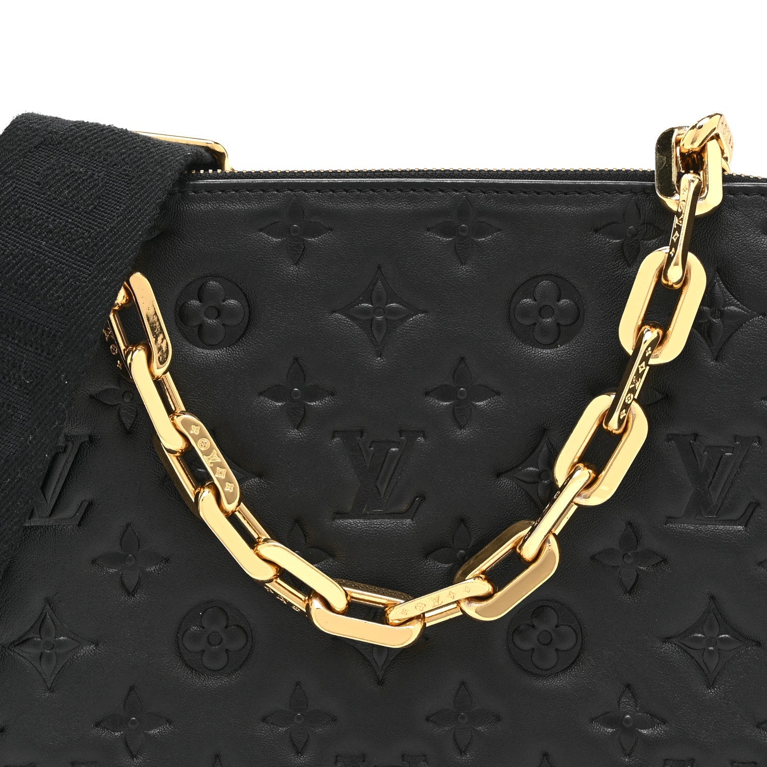 Lambskin Embossed Monogram Coussin PM Black