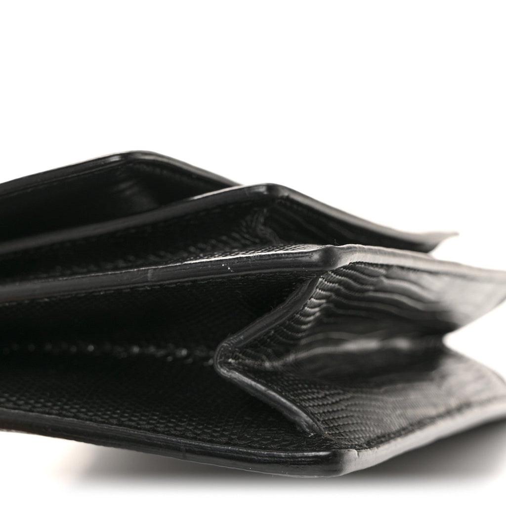 Patent Calfskin Lizard Embossed XS Sharp Top Handle Bag Black