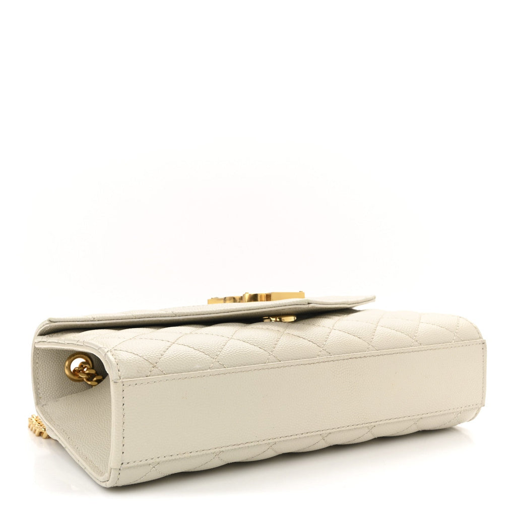 Grain De Poudre Textured Mixed Matelasse Triquilt Small Monogram Satchel Crema Soft