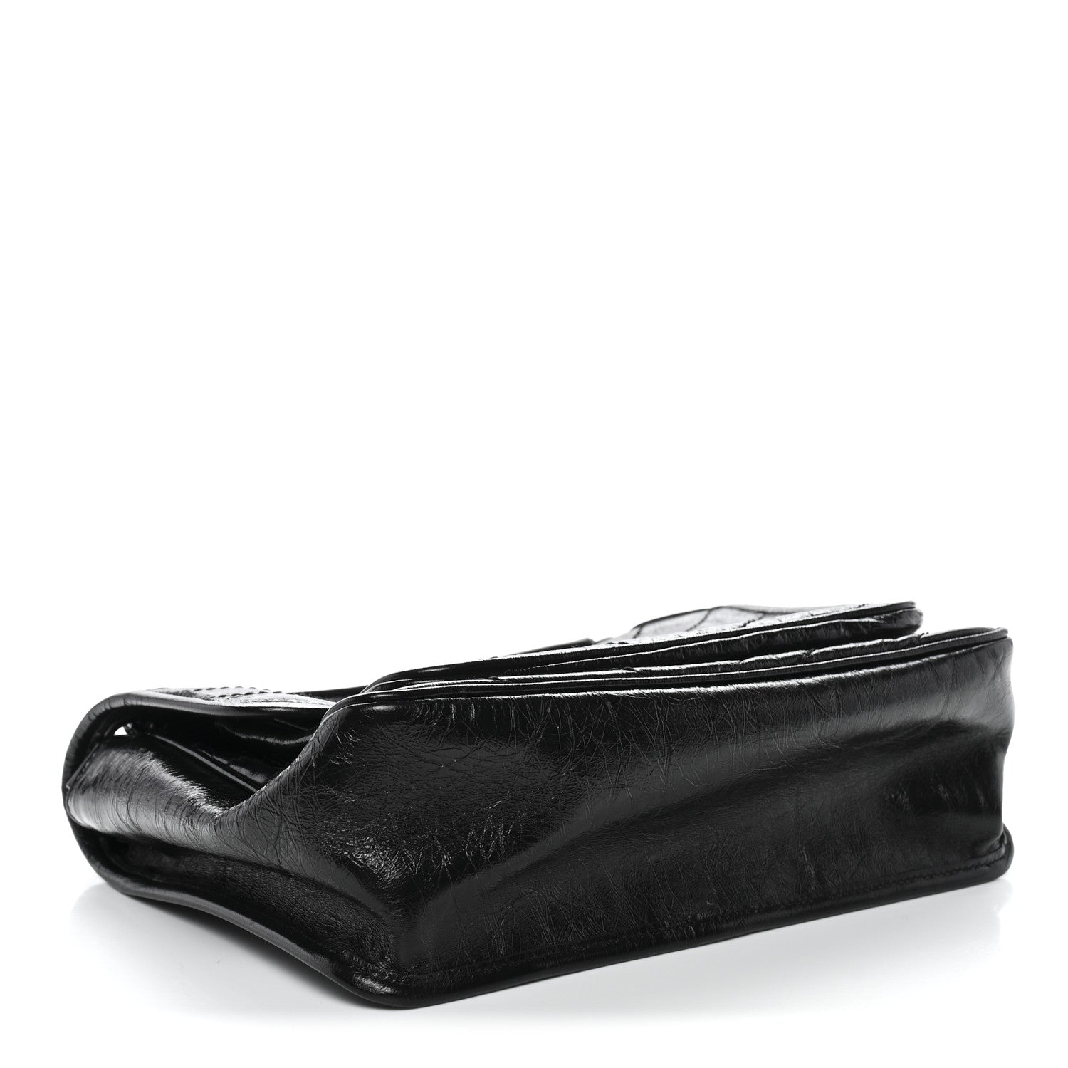 Crinkled Calfskin Matelasse Monogram Medium Niki Chain Satchel Black