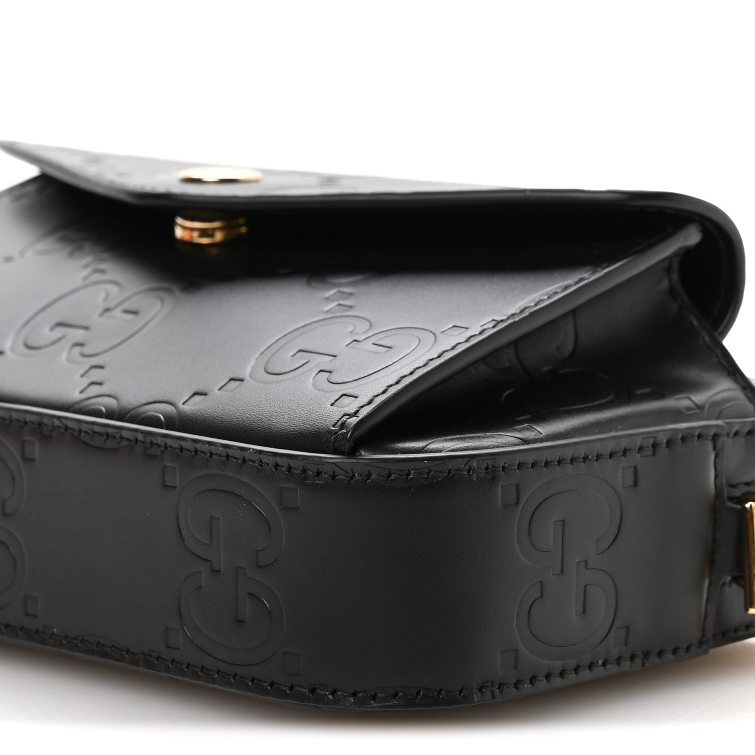 Calfskin GG Super Mini Debossed Chain Wallet Black